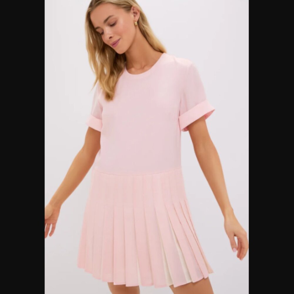 NWT Tuckernuck Ballet Pleated Liza Dress 100% Tencel Light Pink Size M $248.00